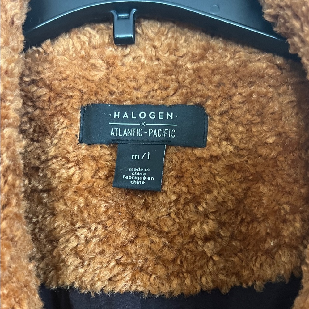 Halogen x Atlantic Pacific Cozy Brown Teddy Coat - Picture 4 of 8